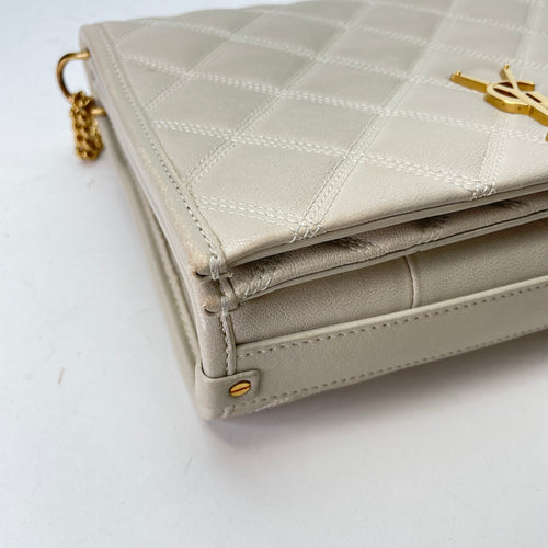 Becky Cream Shoulder Bag in Calfskin, Gold hardware