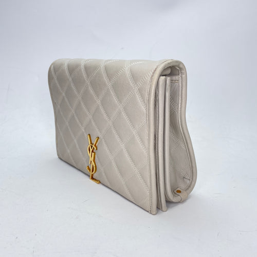 Becky Cream Shoulder Bag in Calfskin, Gold hardware