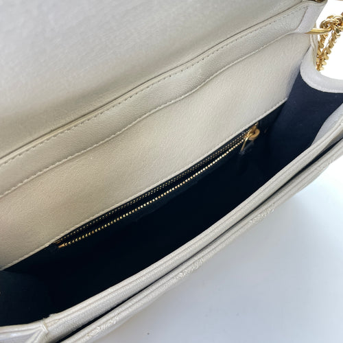 Becky Cream Shoulder Bag in Calfskin, Gold hardware