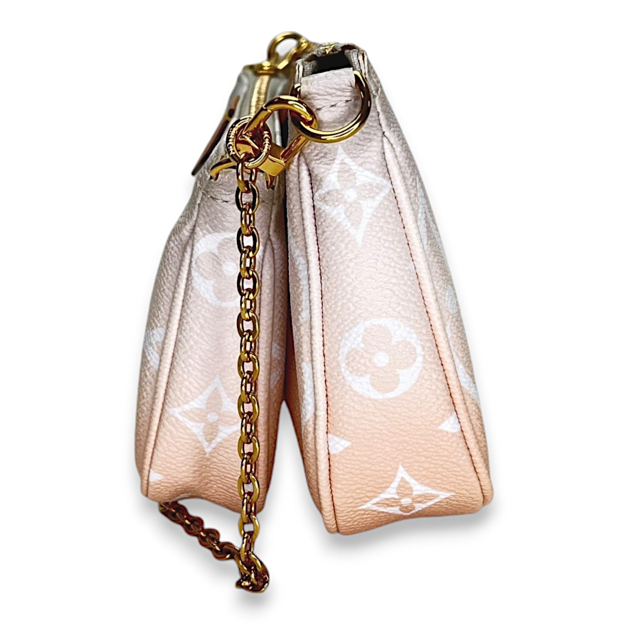 Multi-Pochette Accessoires White Shoulder Bag in Monogram Coated Canvas, Gold hardware