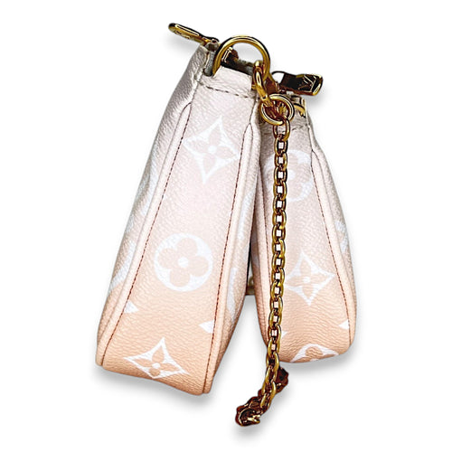 Multi-Pochette Accessoires White Shoulder Bag in Monogram Coated Canvas, Gold hardware