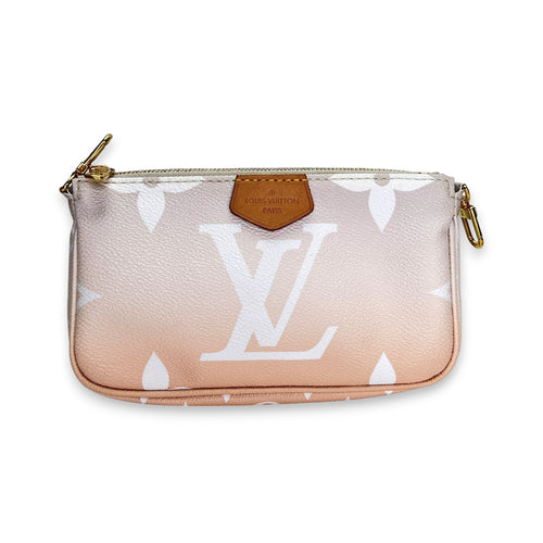 Multi-Pochette Accessoires White Shoulder Bag in Monogram Coated Canvas, Gold hardware