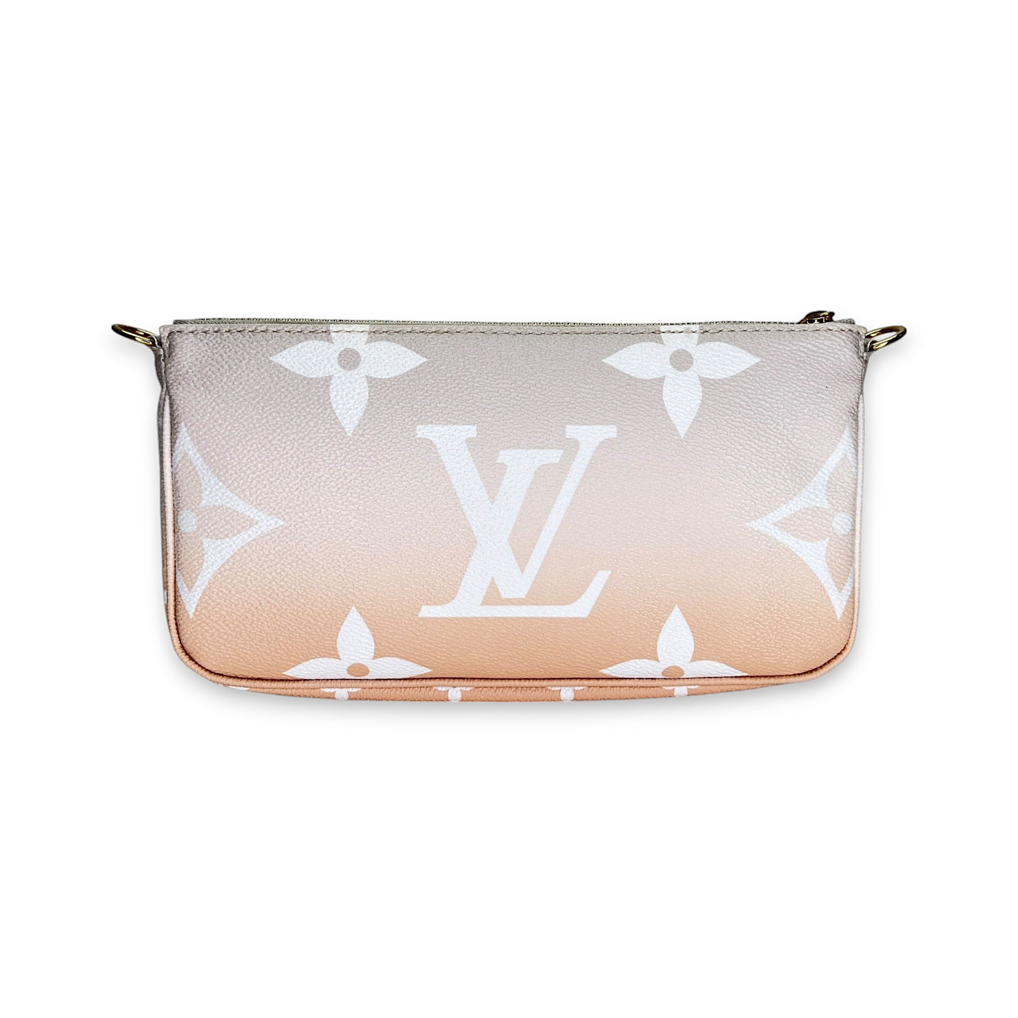 Multi-Pochette Accessoires White Shoulder Bag in Monogram Coated Canvas, Gold hardware