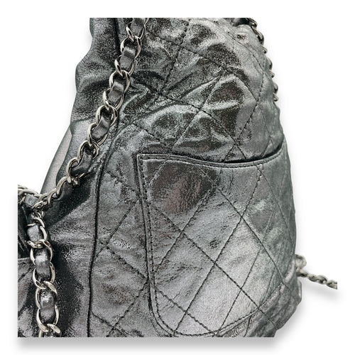 Is Back Silver Backpack in Iridescent Calfskin, Silver hardware