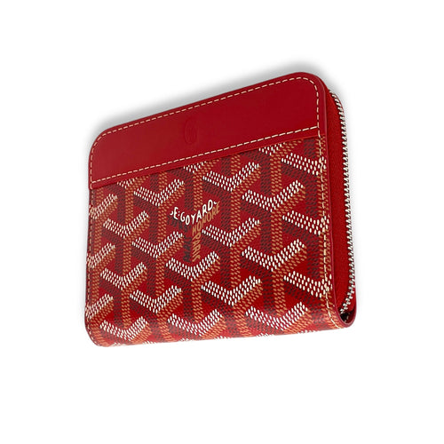 Matignon Wallet Red in Coated Canvas, Silver hardware