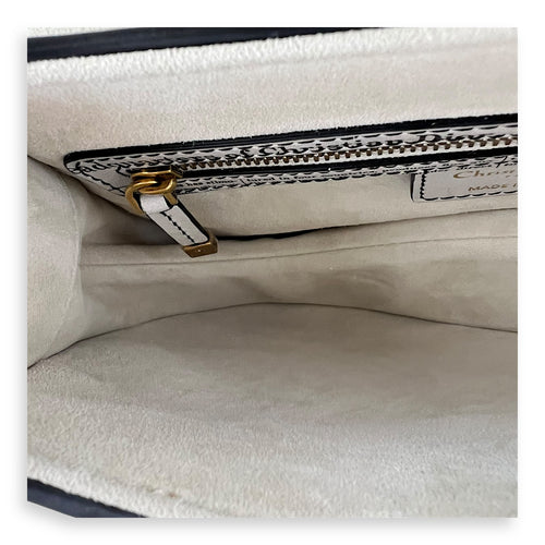 Limited Edition Newspaper Print Saddle Medium With Strap in Calfskin, Gold hardware