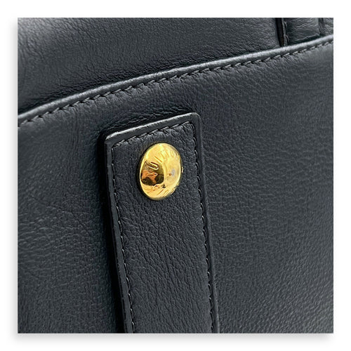 Sophia Coppola Boston Top Handle Bag Blue in Calfskin, Gold hardware