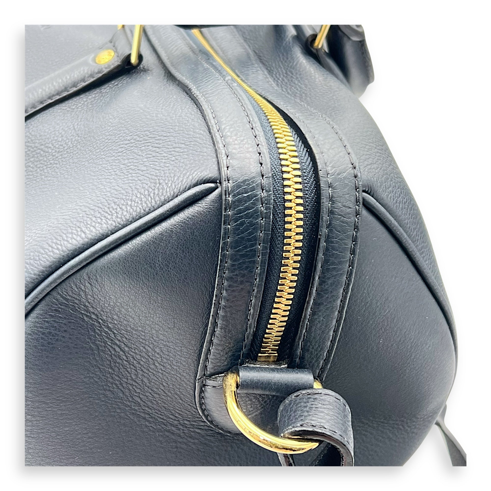 Sophia Coppola Boston Top Handle Bag Blue in Calfskin, Gold hardware