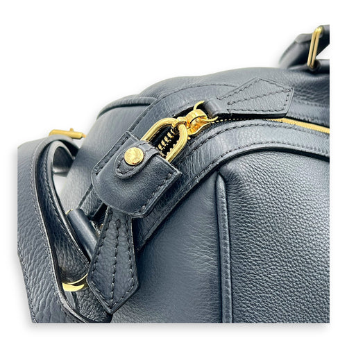 Sophia Coppola Boston Top Handle Bag Blue in Calfskin, Gold hardware