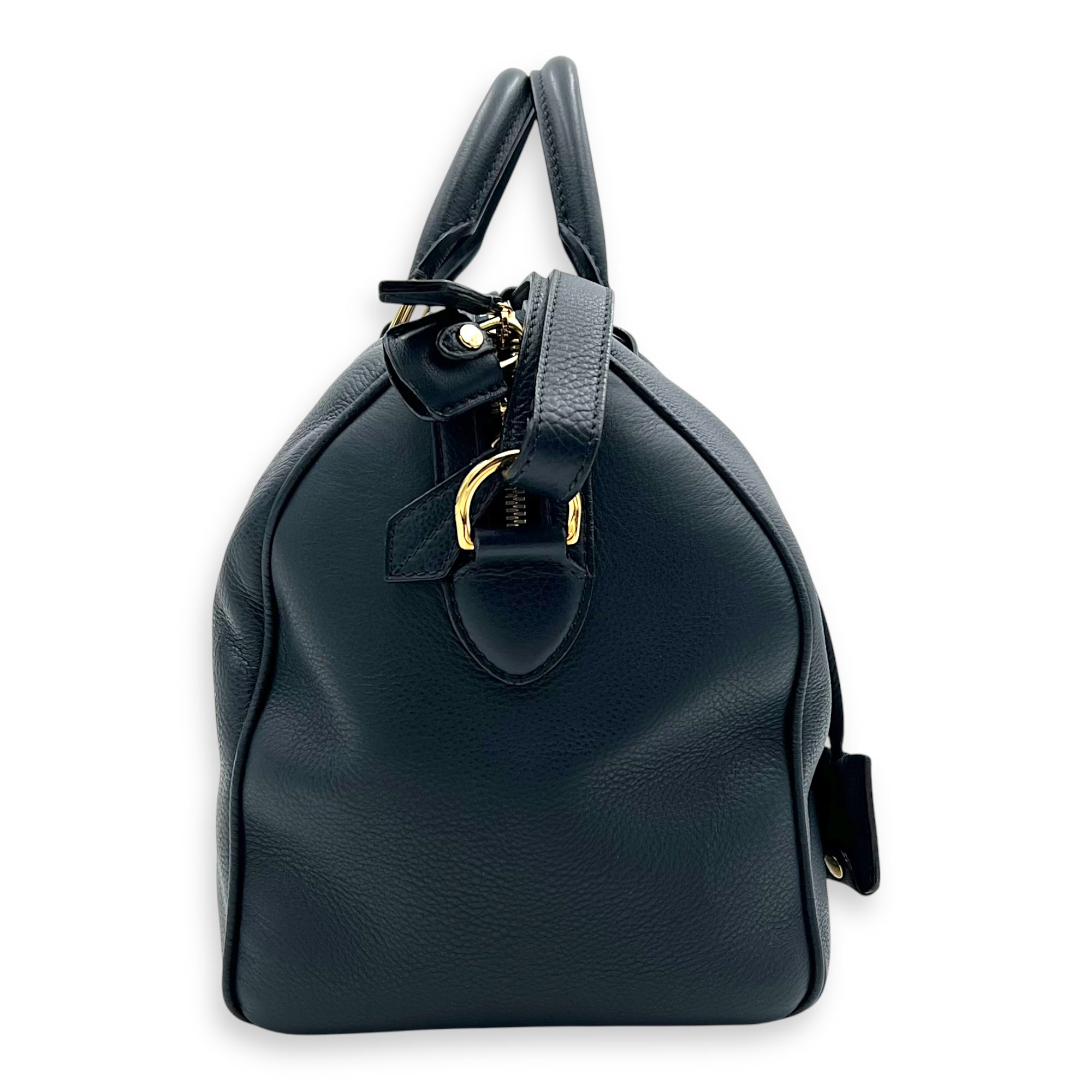 Sophia Coppola Boston Top Handle Bag Blue in Calfskin, Gold hardware