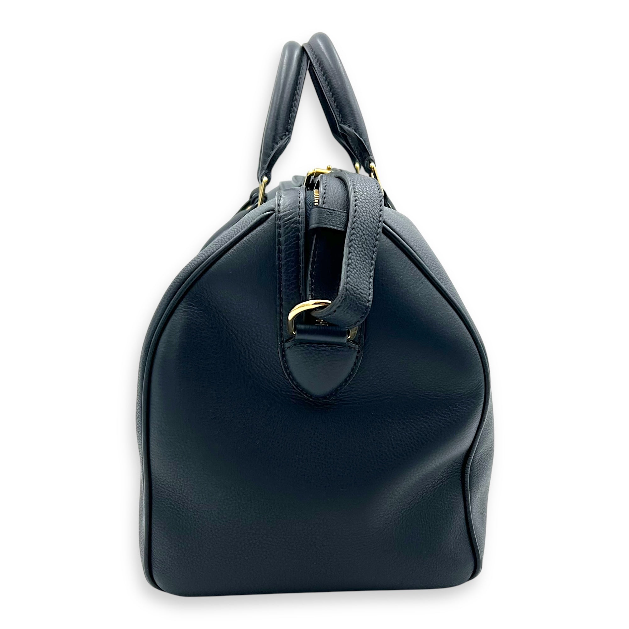 Sophia Coppola Boston Top Handle Bag Blue in Calfskin, Gold hardware