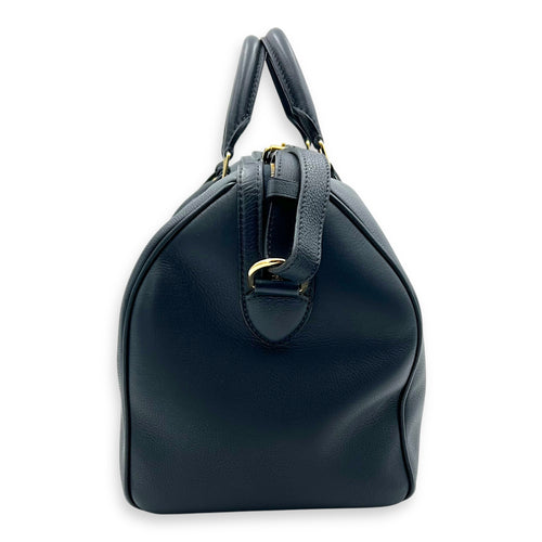 Sophia Coppola Boston Top Handle Bag Blue in Calfskin, Gold hardware