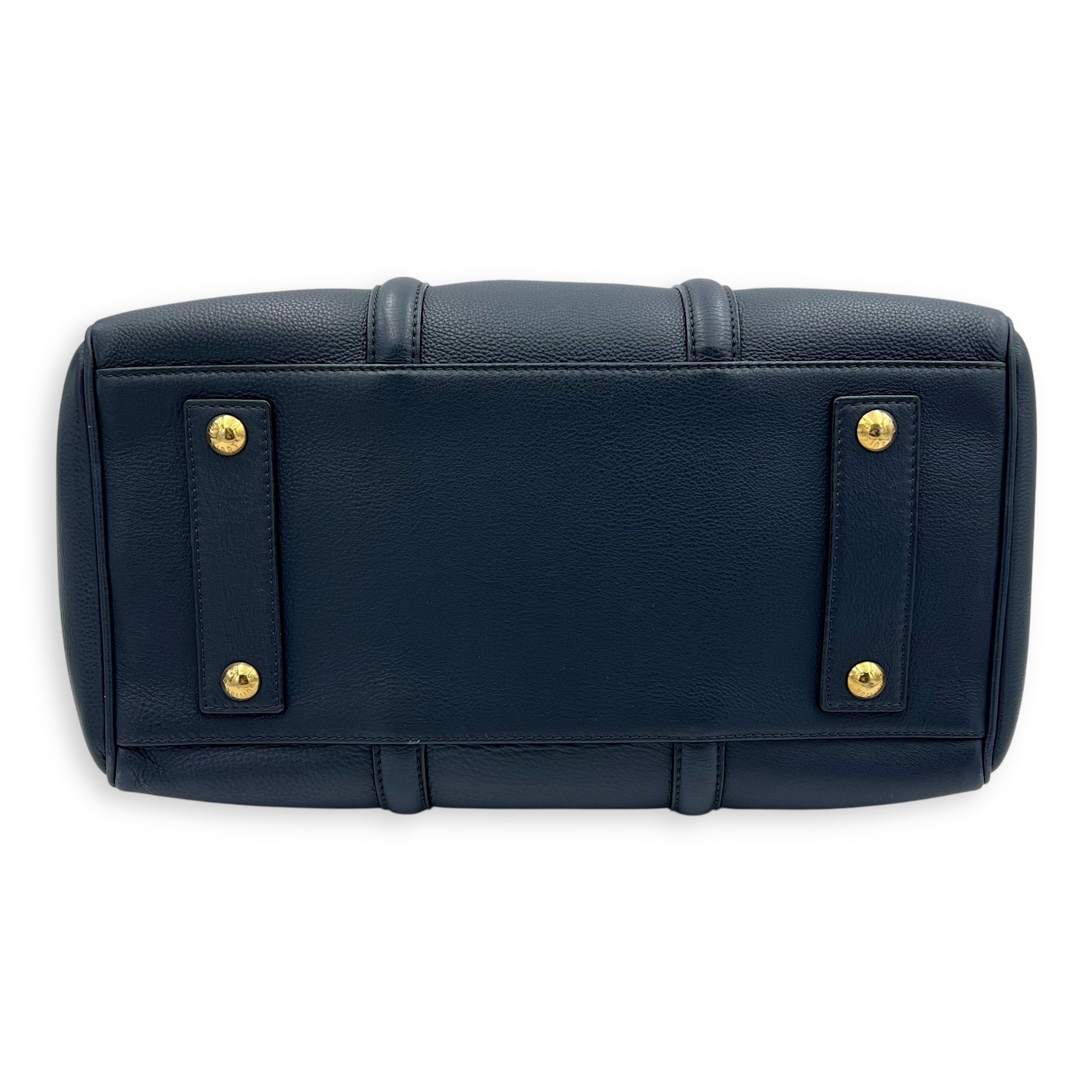 Sophia Coppola Boston Top Handle Bag Blue in Calfskin, Gold hardware