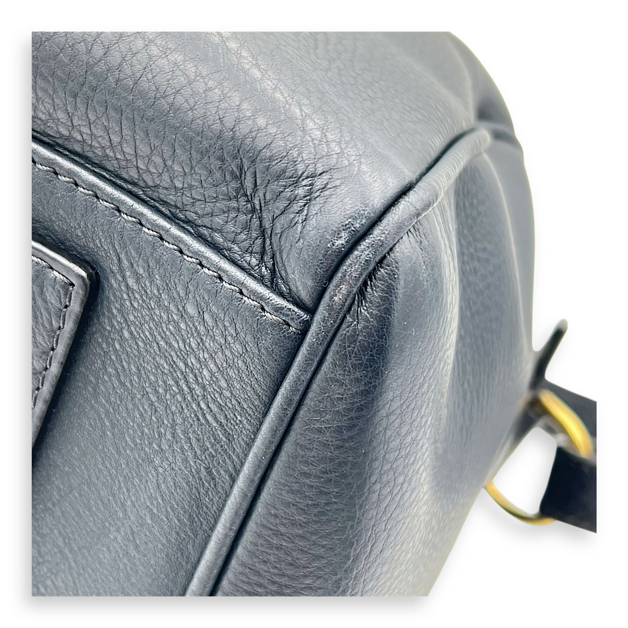 Sophia Coppola Boston Top Handle Bag Blue in Calfskin, Gold hardware
