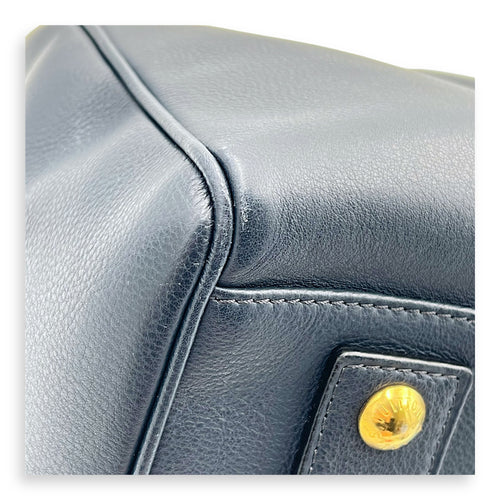 Sophia Coppola Boston Top Handle Bag Blue in Calfskin, Gold hardware
