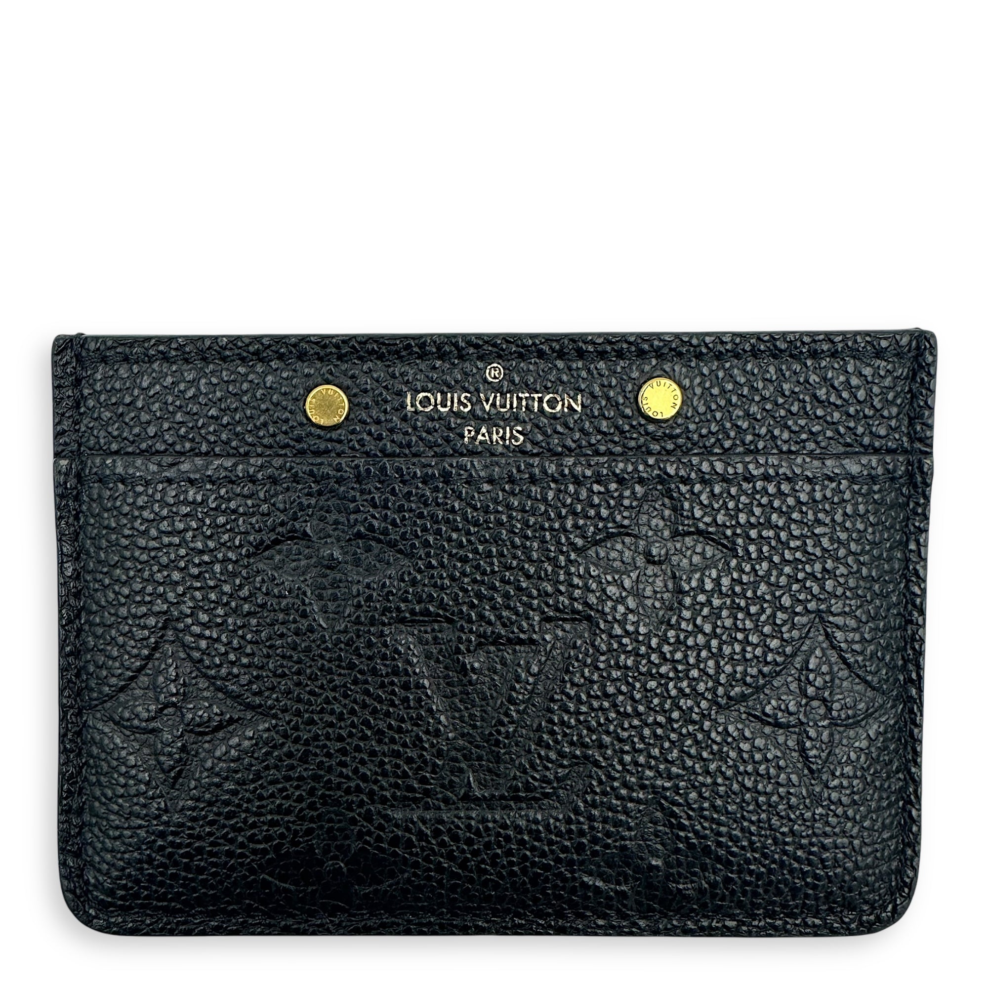 Logo Card Holder Black in Empreinte Leather, Gold hardware