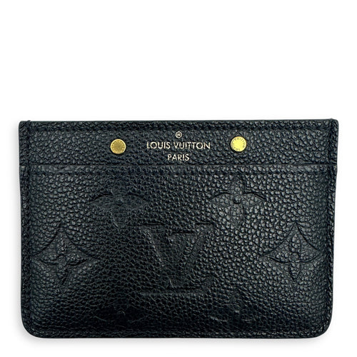 Logo Card Holder Black in Empreinte Leather, Gold hardware