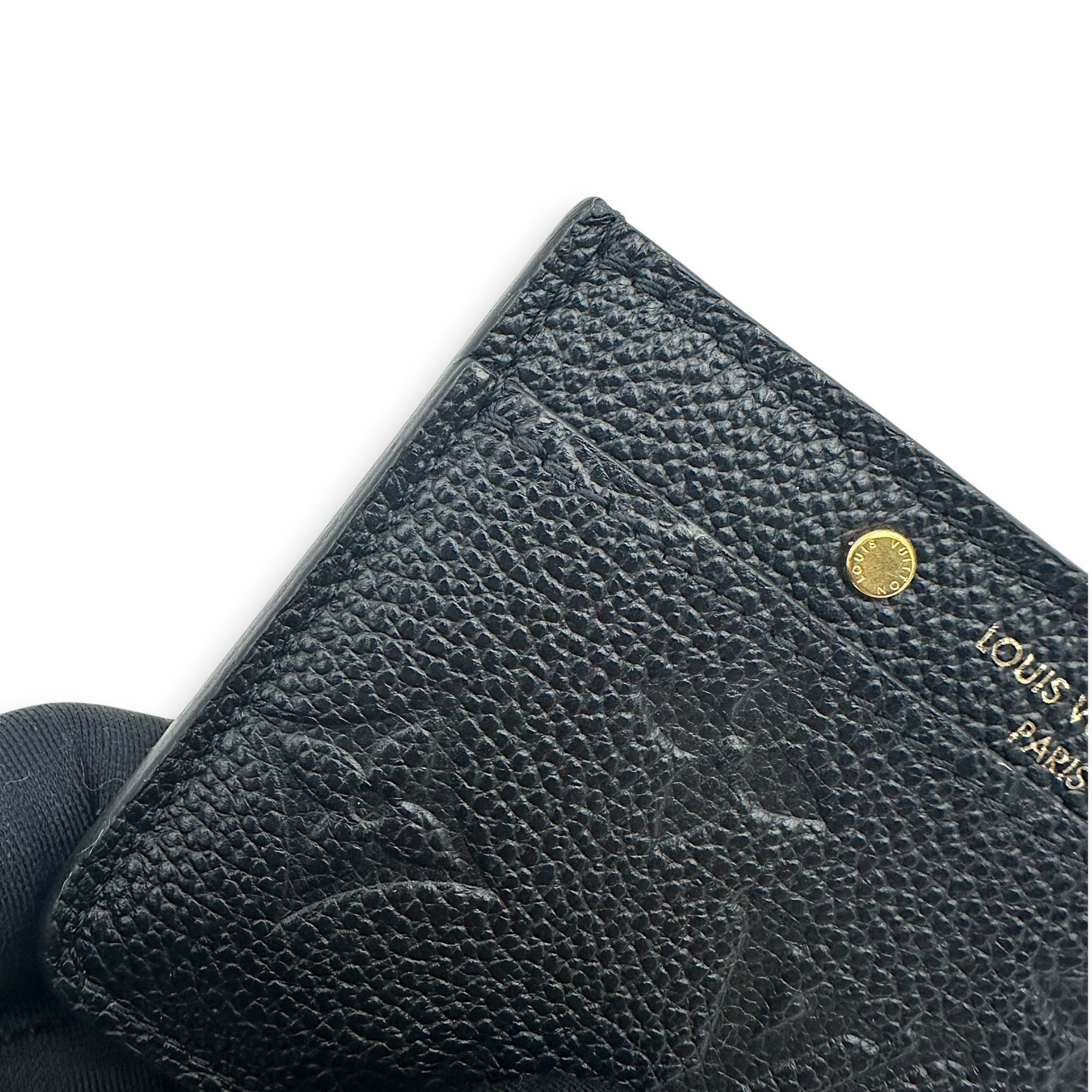 Logo Card Holder Black in Empreinte Leather, Gold hardware