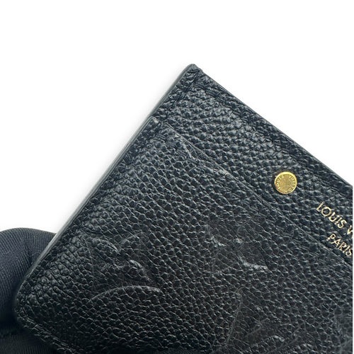 Logo Card Holder Black in Empreinte Leather, Gold hardware