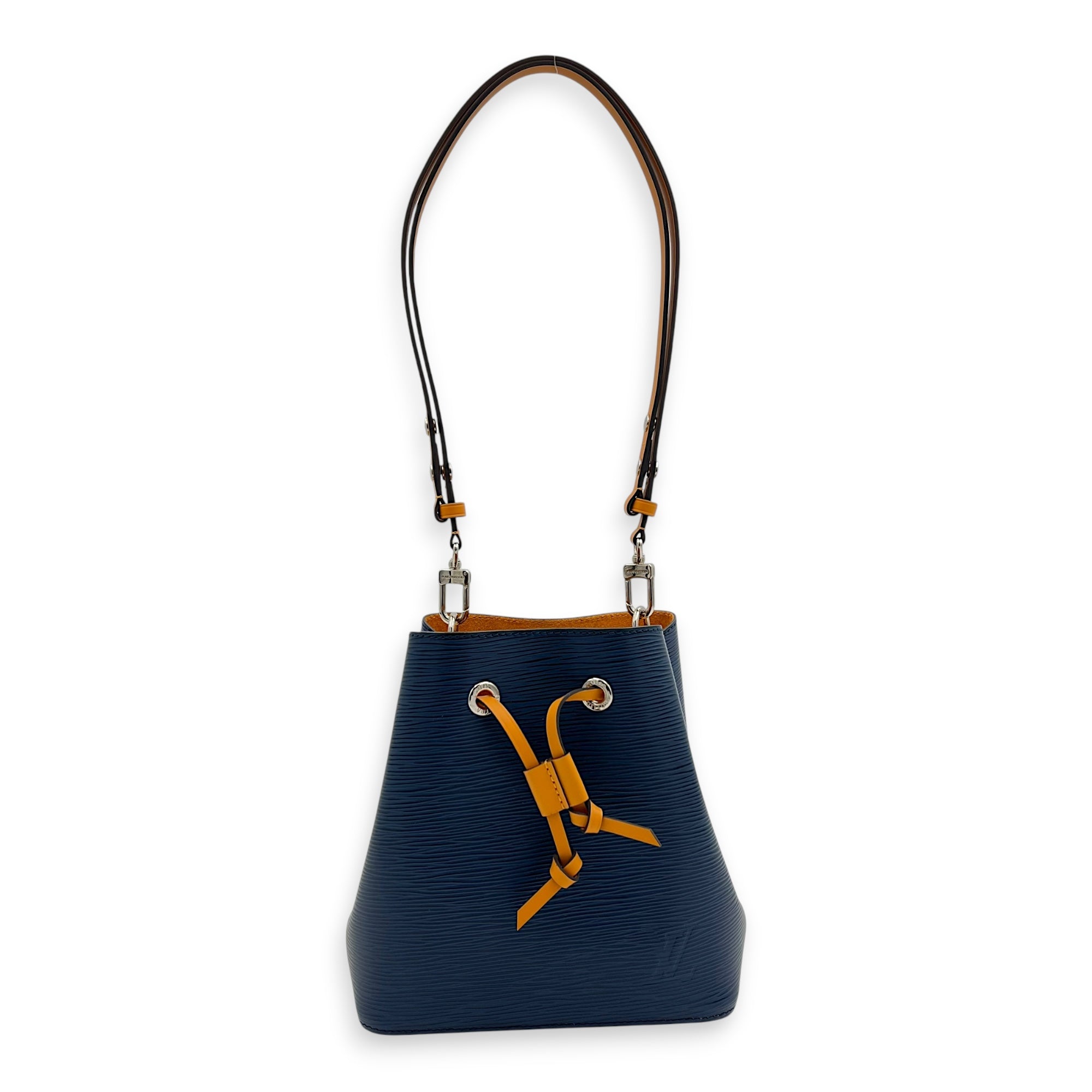 NeoNoe BB Blue Bucket Bag in Epi Leather, Silver hardware
