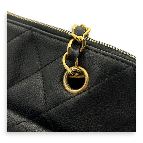 Vintage CC lock Shoulder Bag Black in Caviar Leather, Gold hardware