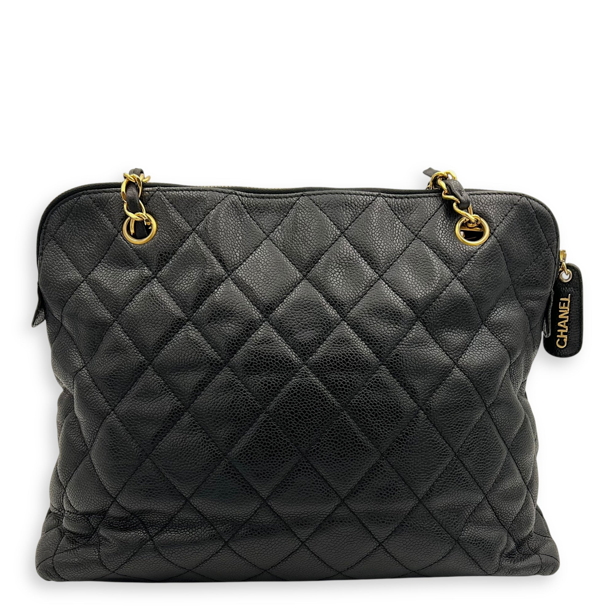 Vintage CC lock Shoulder Bag Black in Caviar Leather, Gold hardware