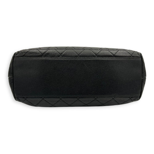 Vintage CC lock Shoulder Bag Black in Caviar Leather, Gold hardware