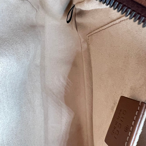 GG Marmont Crossbody Bag Brown in Calfskin, Gold hardware