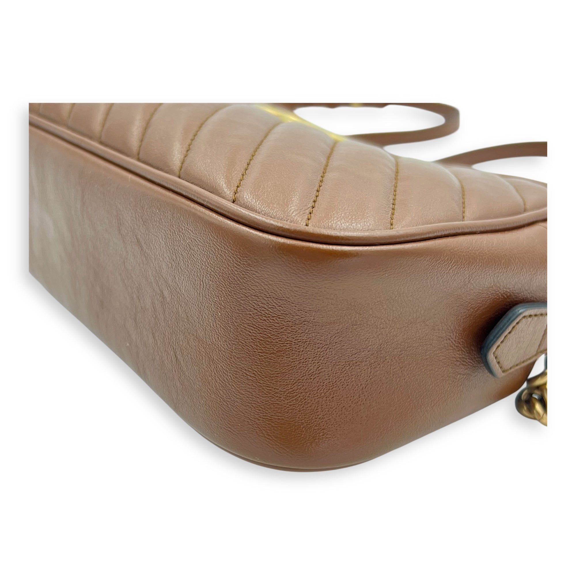 GG Marmont Crossbody Bag Brown in Calfskin, Gold hardware