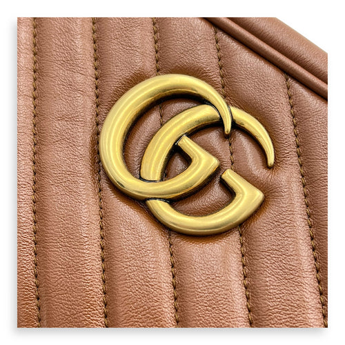 GG Marmont Crossbody Bag Brown in Calfskin, Gold hardware