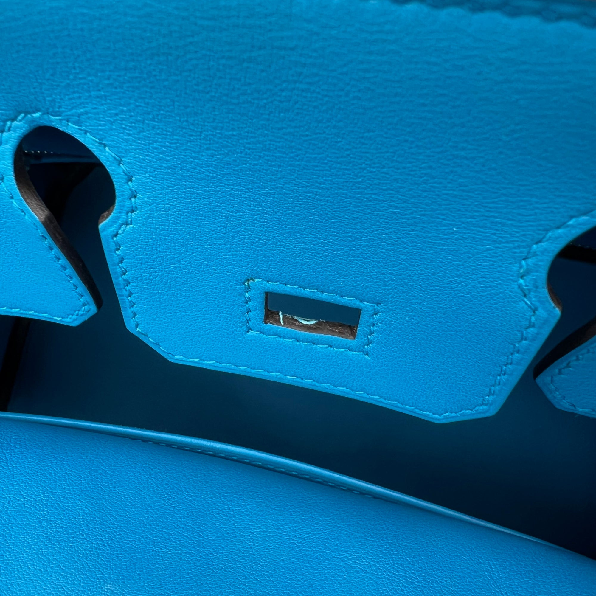 Birkin 25 Blue Zanzibar Top Handle Bag in Swift, Silver hardware
