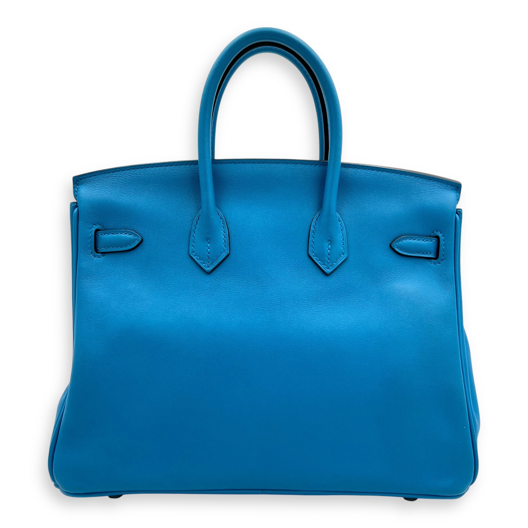 Birkin 25 Blue Zanzibar Top Handle Bag in Swift, Silver hardware