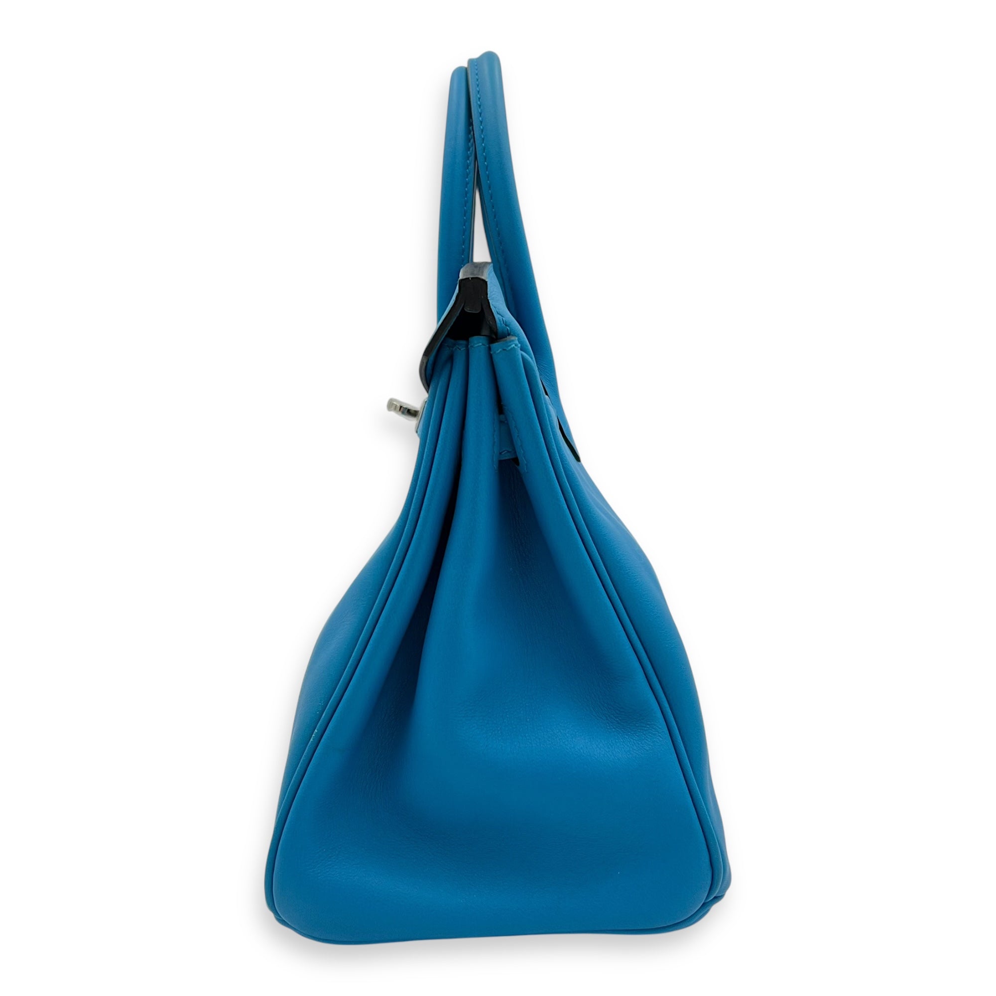 Birkin 25 Blue Zanzibar Top Handle Bag in Swift, Silver hardware