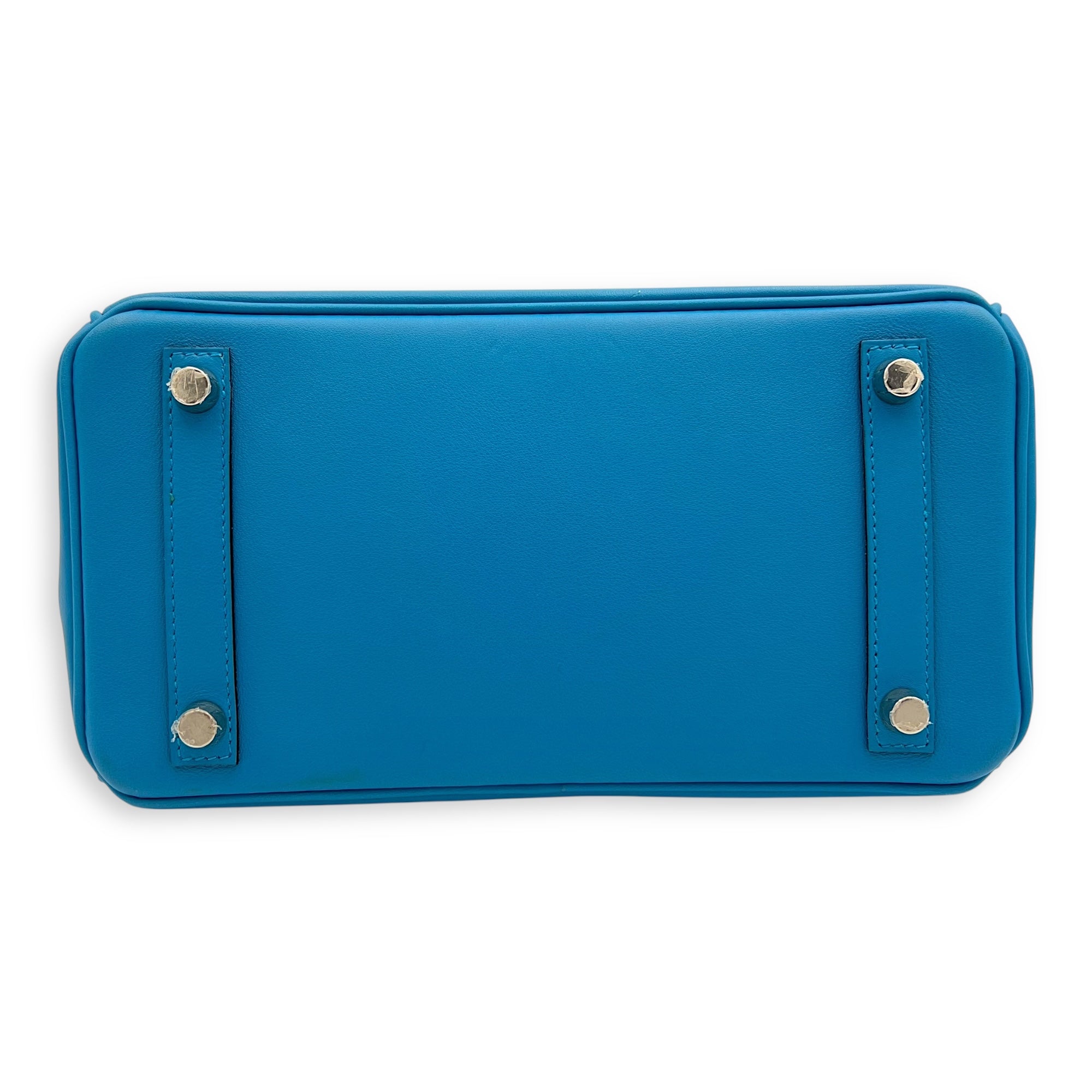 Birkin 25 Blue Zanzibar Top Handle Bag in Swift, Silver hardware