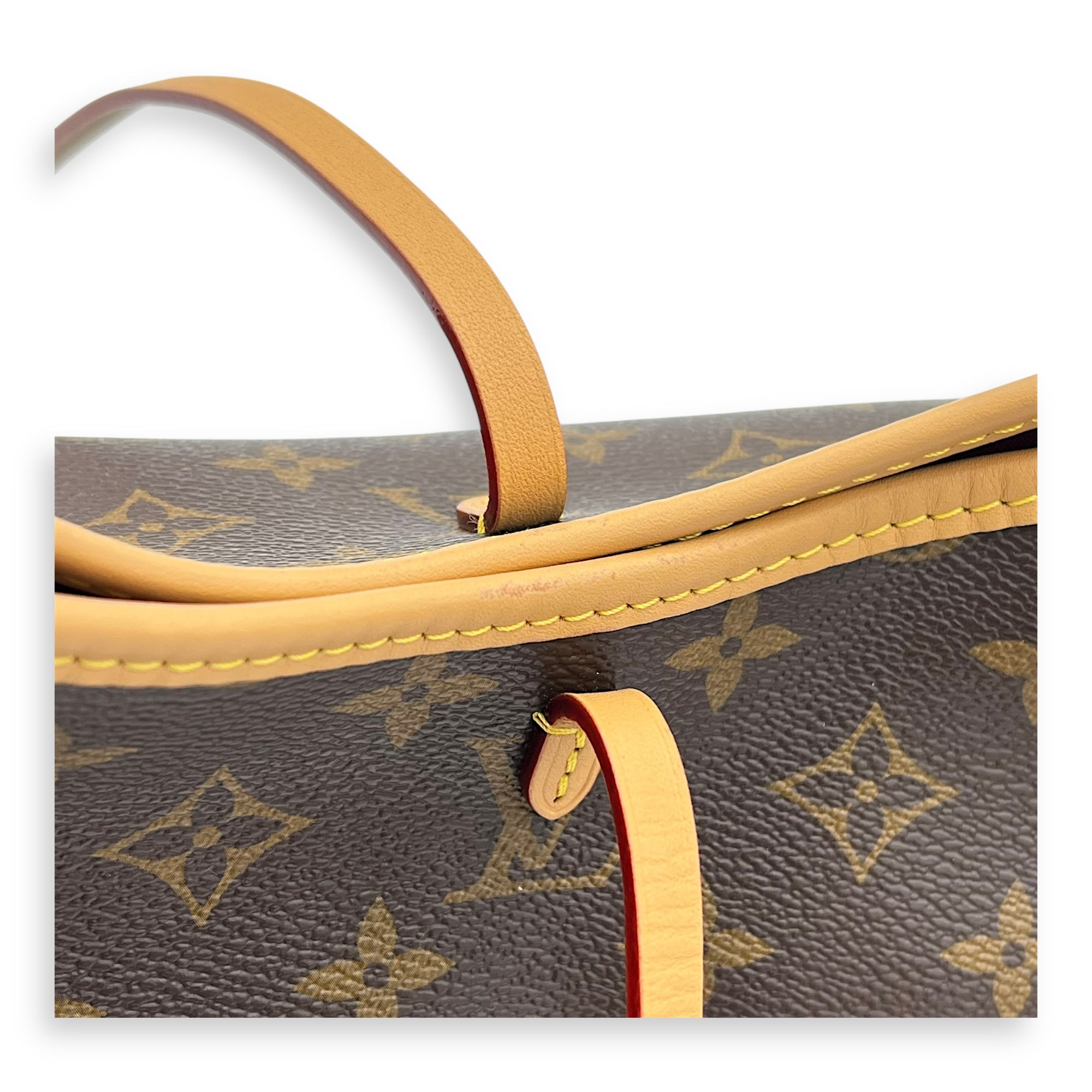 Carryall PM Brown Shoulder Bag in Monogram Coated Canvas, Gold hardware