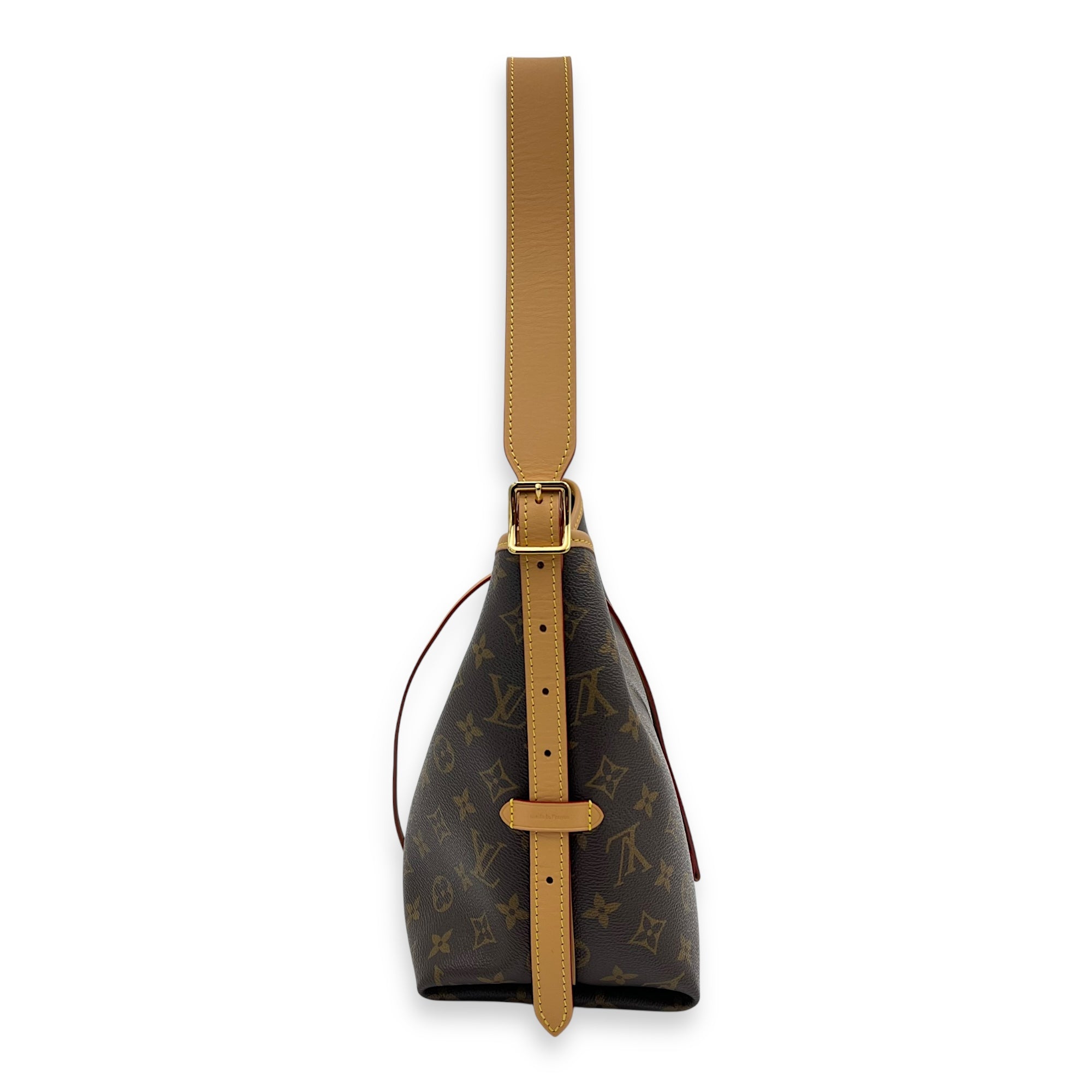 Carryall PM Brown Shoulder Bag in Monogram Coated Canvas, Gold hardware