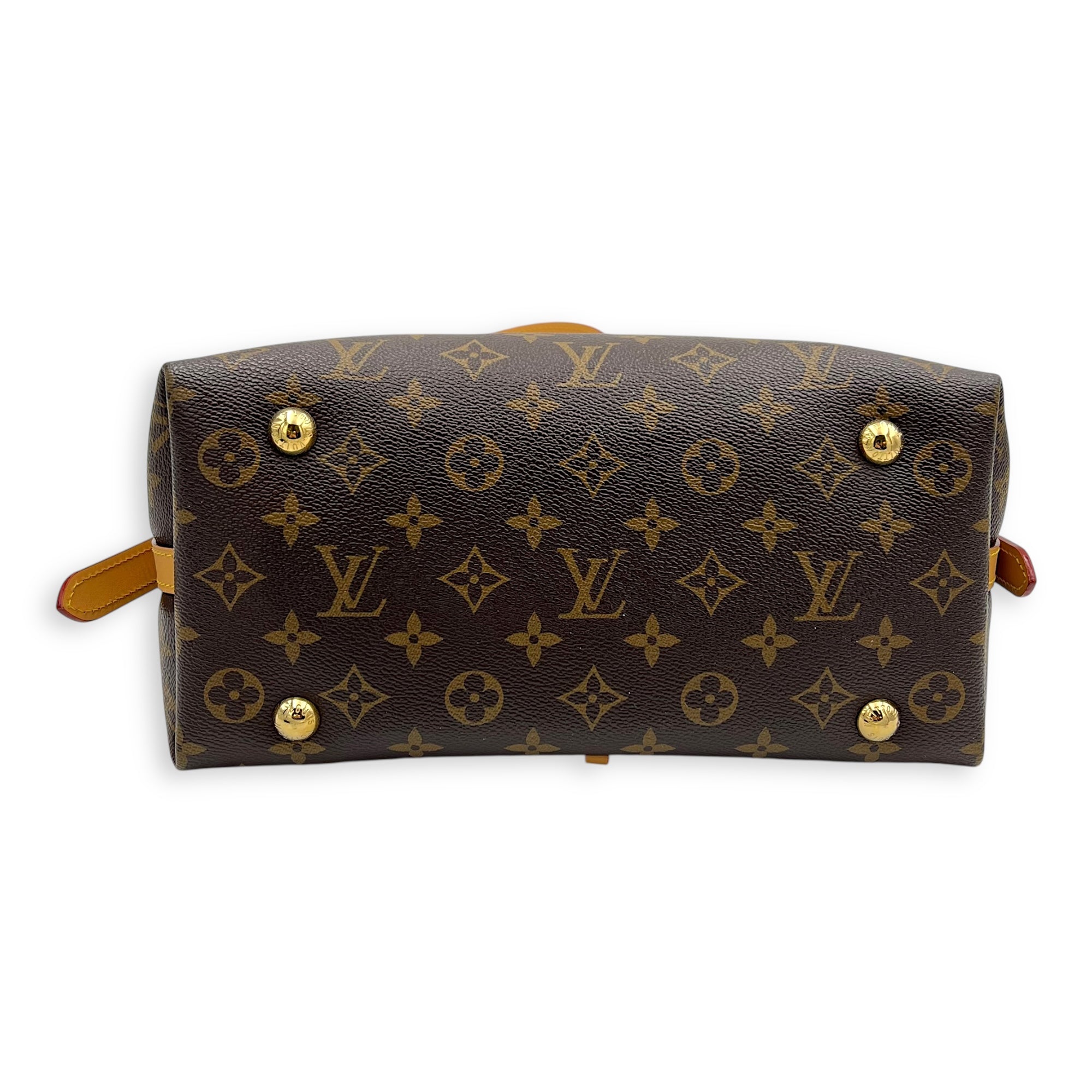 Carryall PM Brown Shoulder Bag in Monogram Coated Canvas, Gold hardware