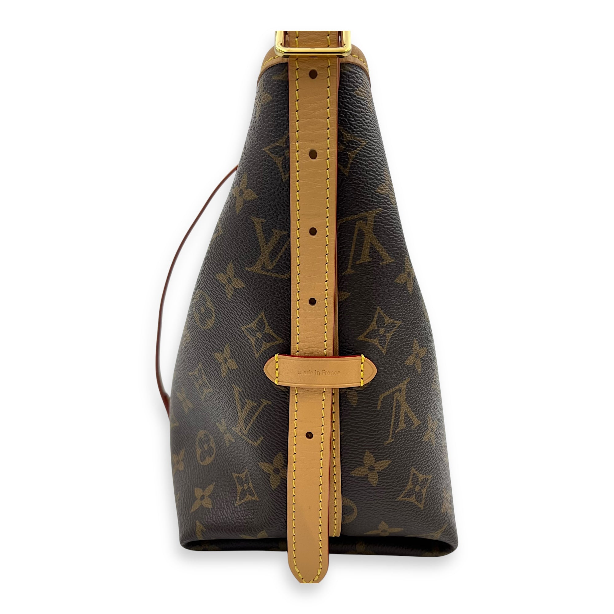 Carryall PM Brown Shoulder Bag in Monogram Coated Canvas, Gold hardware