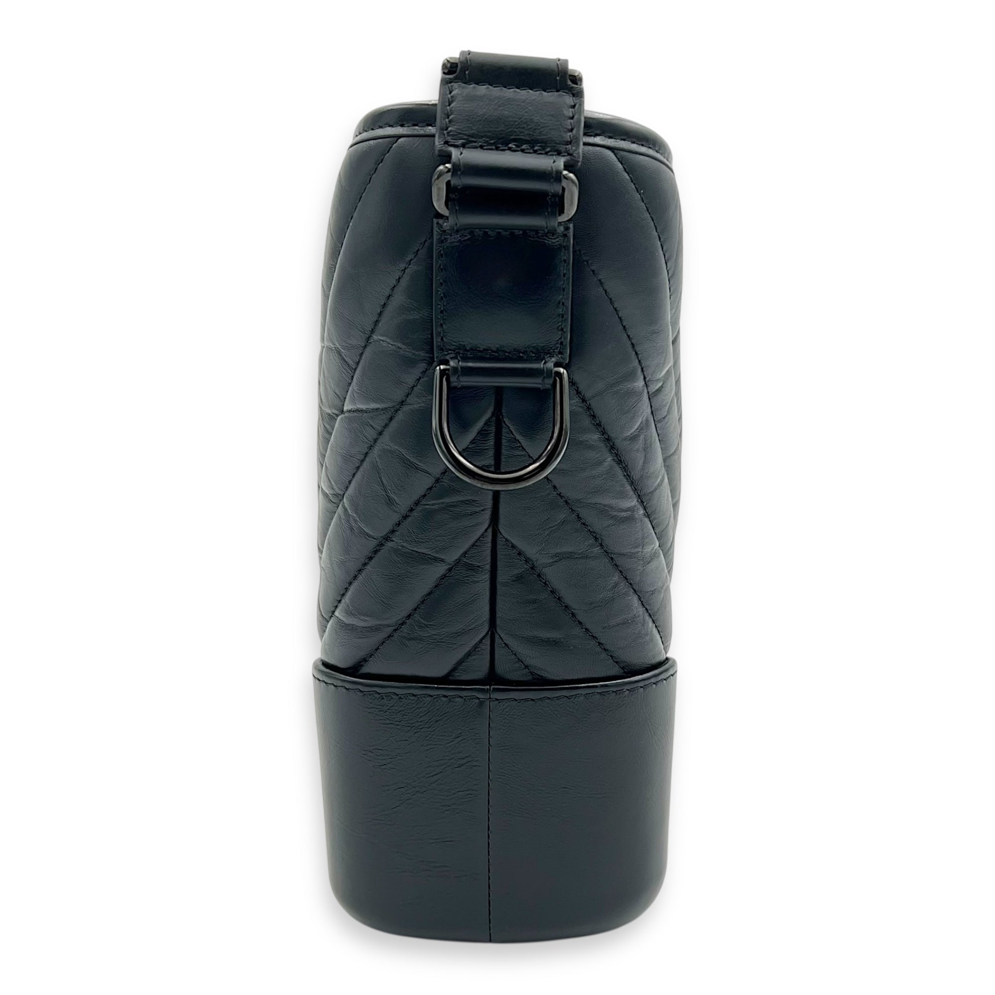 Gabrielle Large Black Shoulder Bag in Calfskin, So Black hardware