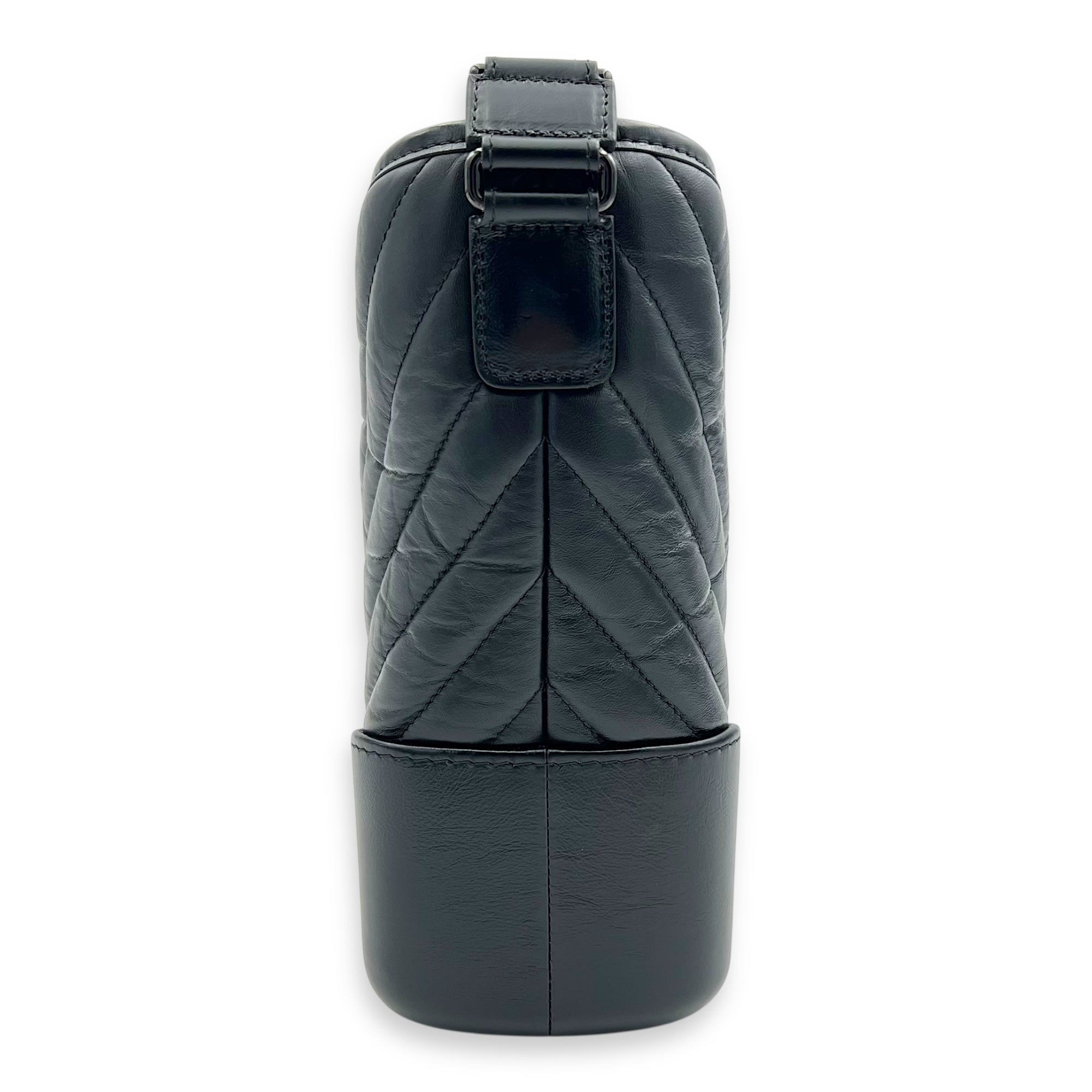 Gabrielle Large Black Shoulder Bag in Calfskin, So Black hardware
