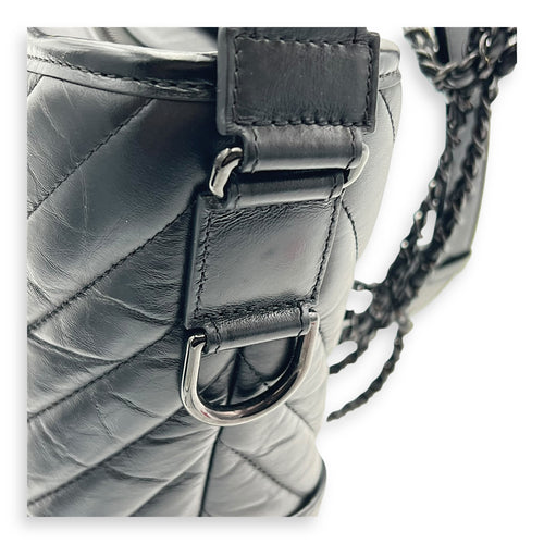 Gabrielle Large Black Shoulder Bag in Calfskin, So Black hardware