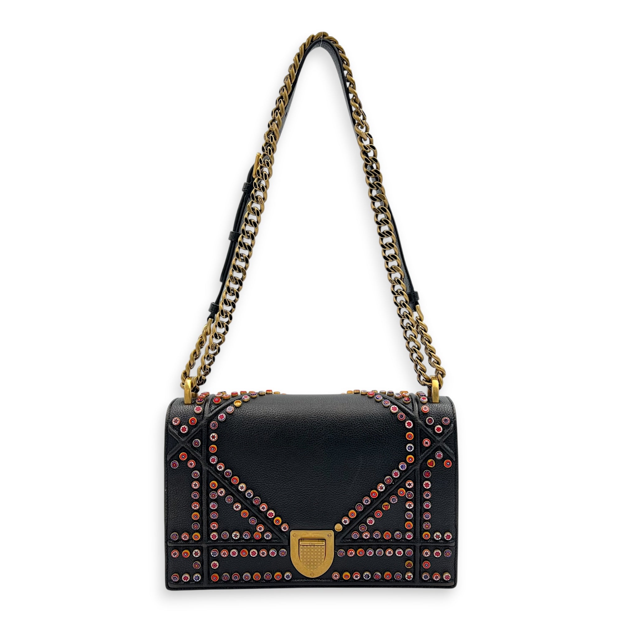 Diorama Shoulder Bag Black in Calfskin, Gold hardware