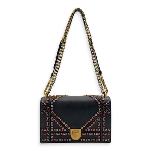 Diorama Shoulder Bag Black in Calfskin, Gold hardware