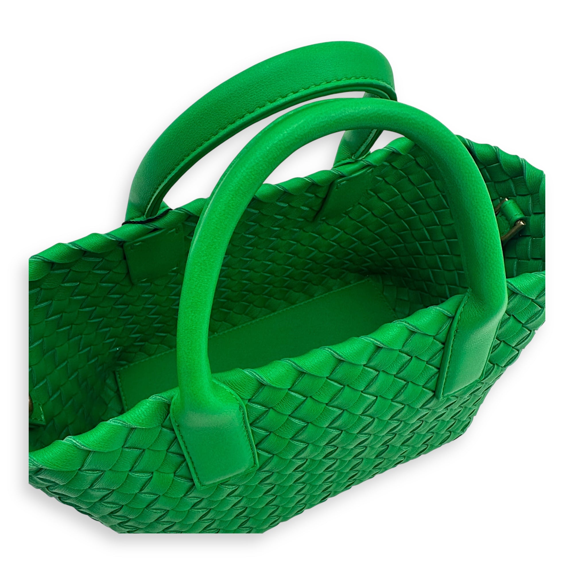 Cabat Top Handle Bag Green in Lambskin, Gold hardware