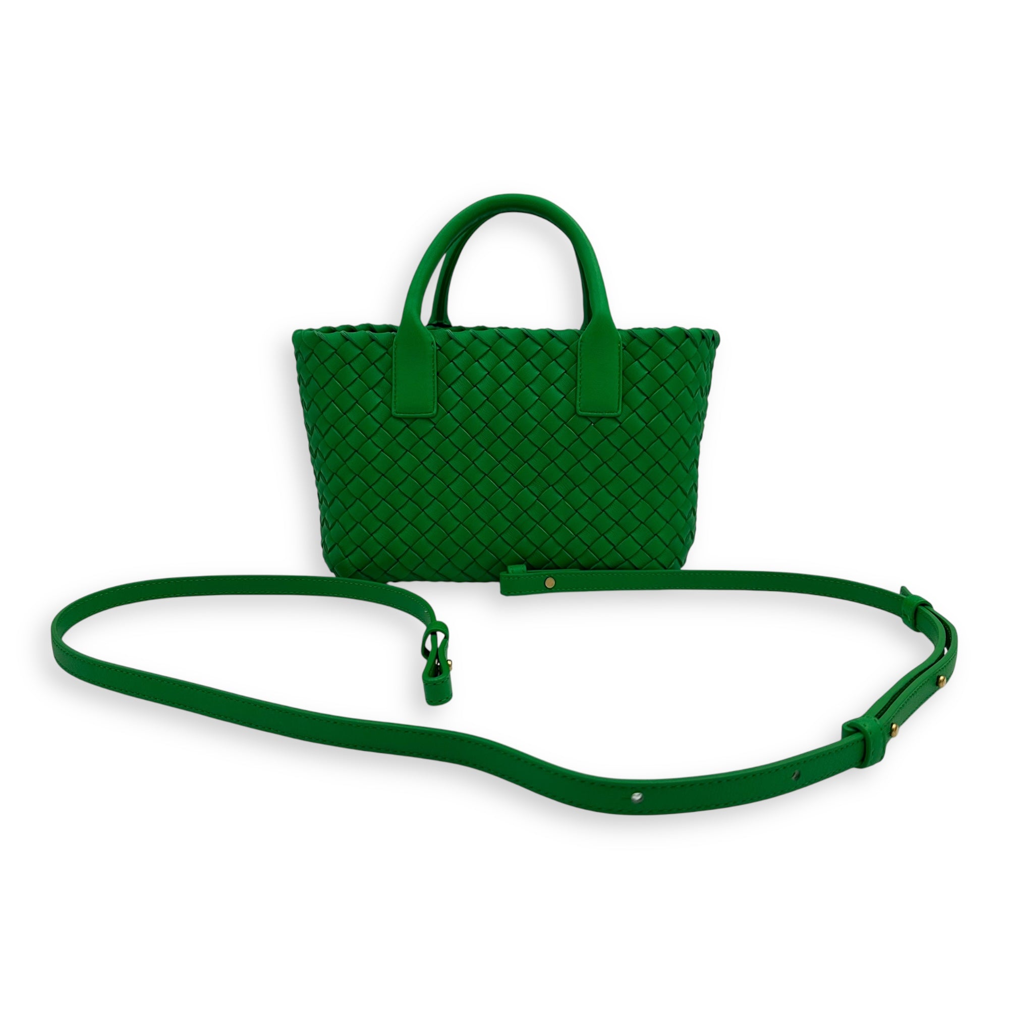 Cabat Top Handle Bag Green in Lambskin, Gold hardware