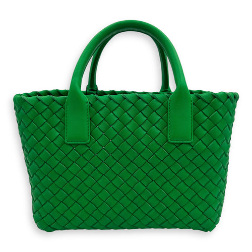 Cabat Top Handle Bag Green in Lambskin, Gold hardware