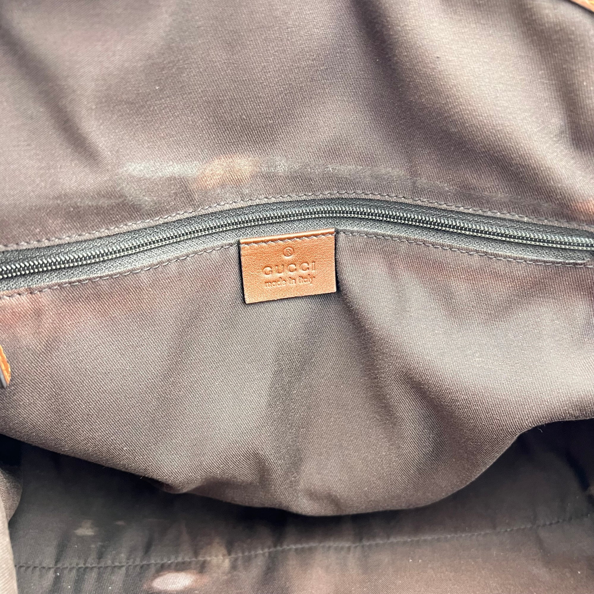 GG Top Handle Bag Brown in Jacquard, Gold hardware
