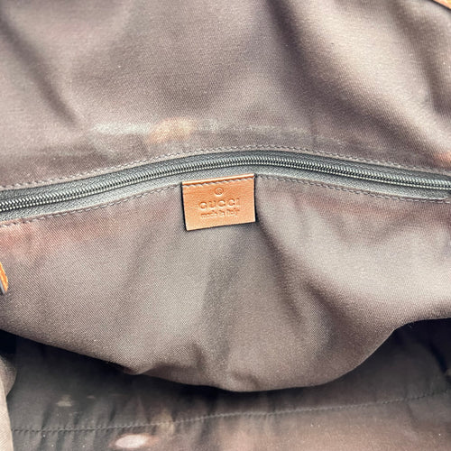 GG Top Handle Bag Brown in Jacquard, Gold hardware