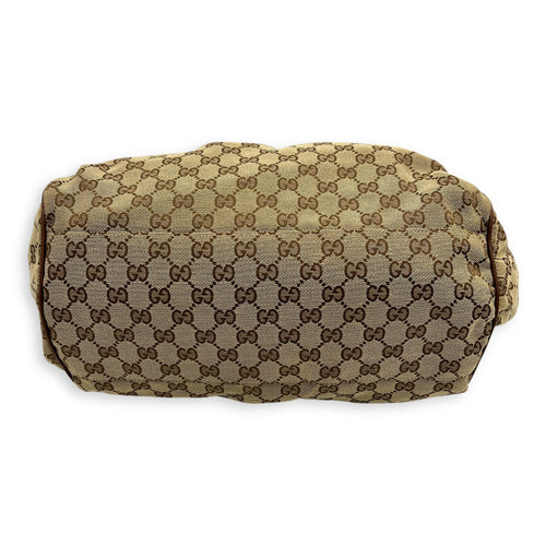 GG Top Handle Bag Brown in Jacquard, Gold hardware