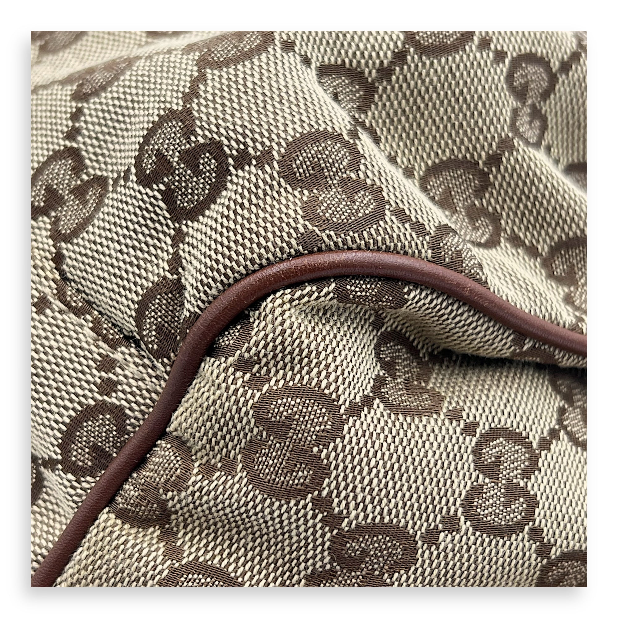 GG Top Handle Bag Brown in Jacquard, Gold hardware